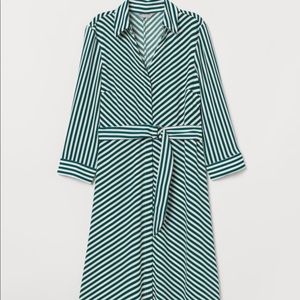 H&M Green and White Striped Dress